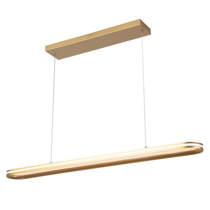 Modern LED Pendant Light Dimmable Linear Pendant Light 39.4in Semi Flush Mount Long Lights with Remote Control and Side Lighting for Living Room Kitchen Dining Room