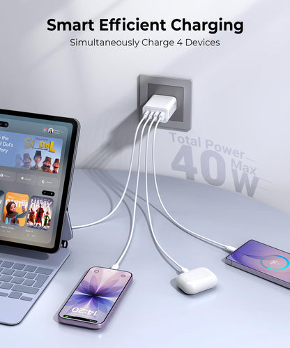 2 Pack] 40W USB C Charger Cube Fast Charging Block Multiport Wall Plug (2Pack White / 40W)
