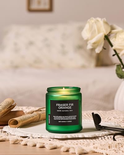 Fraser Fir Orange Non Toxic Christmas Scented Candles 11.6Oz 70H (Small Jar / Fraser Fir Orange)