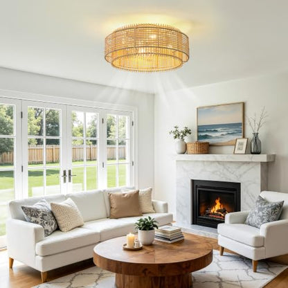 Boho ceiling fan with light