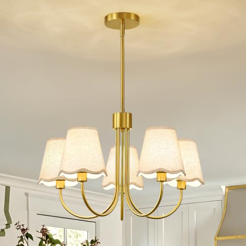 Dining Room Chandelier with Fabric Shades