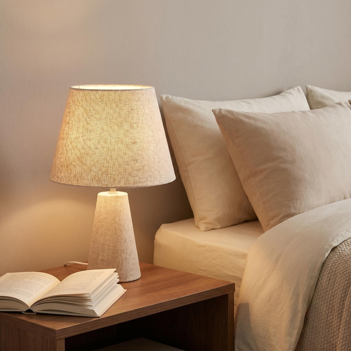 Pre Assembled Set of 2 Linen Spider Replacement Lampshades for Table Lamps (Light Beige)
