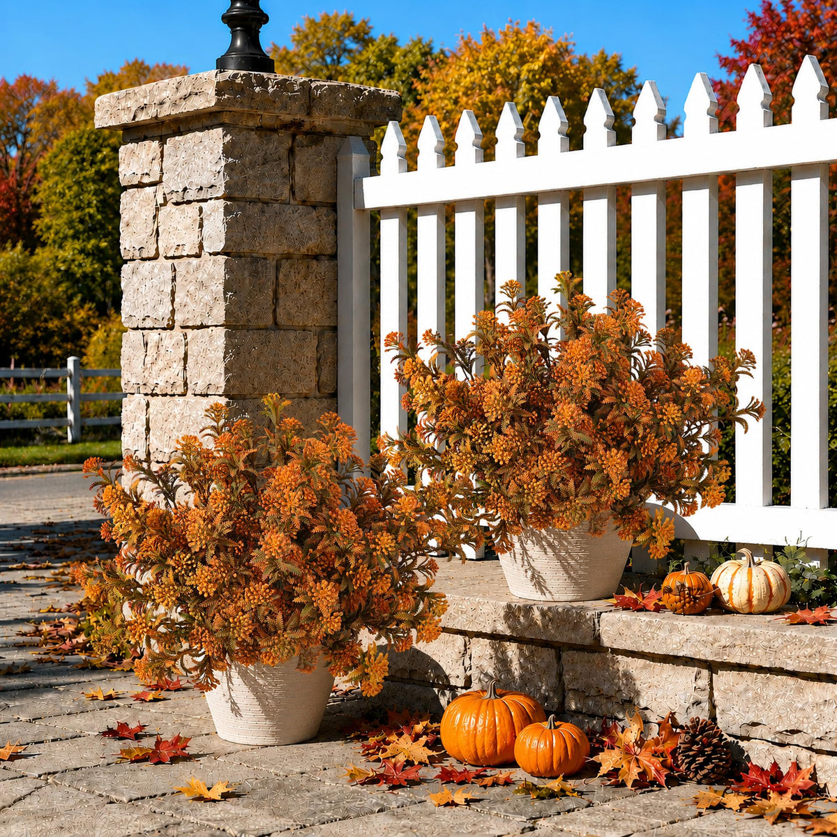 Faux Outdoor Plants Artificial Plants for Outdoors Fall Decor (Autumn Yellow)