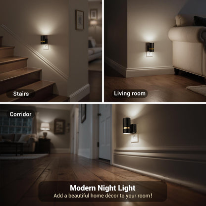 Night Lights Plug into Wall (Black-5000K / 2 Pack)