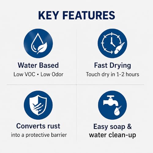 Hensire 2-in-1 Rust Converter Paint & Metal Primer, 35oz Black (Black / 35 Fl Oz (Pack of 1))