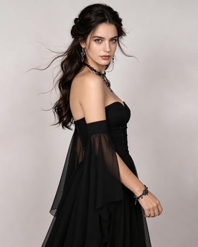 Detachable Chiffon Sleeves Medieval Sheer Flowy Arm Sleeves