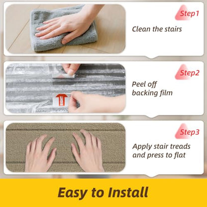 Stair Treads for Wooden Steps Indoor (30" X 8" / Beige)