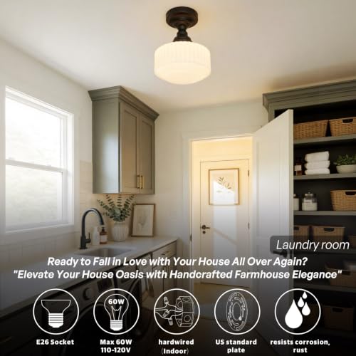 Modern Schoolhouse Semi Flush Mount Ceiling Light