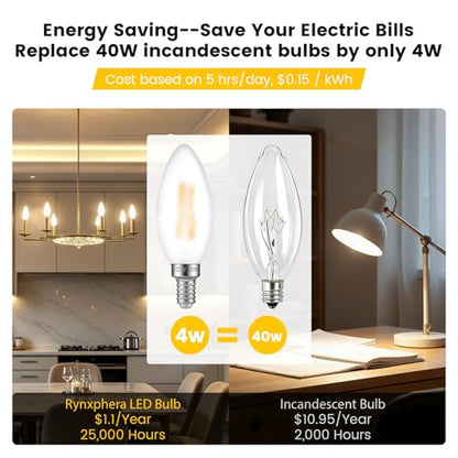 Dimmable LED Candelabra Bulb 40 Watt E12 Frosted Glass Light Bulb (Frosted-4w-10 Pack)