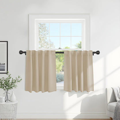 Short Curtains Half Window Curtains (Biscotti Beige / 29"W x 30"L (Pack of 2))