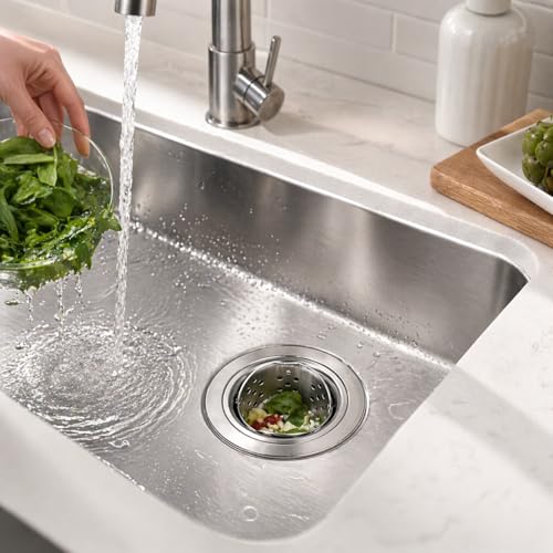 Pop Up Kitchen Sink Drain with Strainer