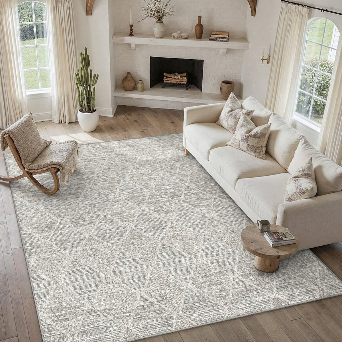 8x10 Area Rug Grey Washable Rugs for Living Room (L| Grey / 8' x 10' (Rectangular))