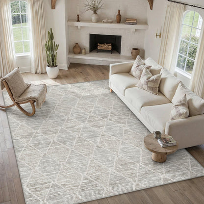 8x10 Area Rug Grey Washable Rugs for Living Room (L| Grey / 8' x 10' (Rectangular))