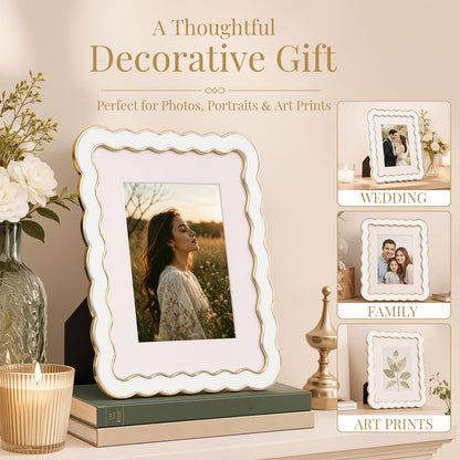 8x10 Scalloped Wavy Metal Picture Frame (Cloud Ivory / 8x10)