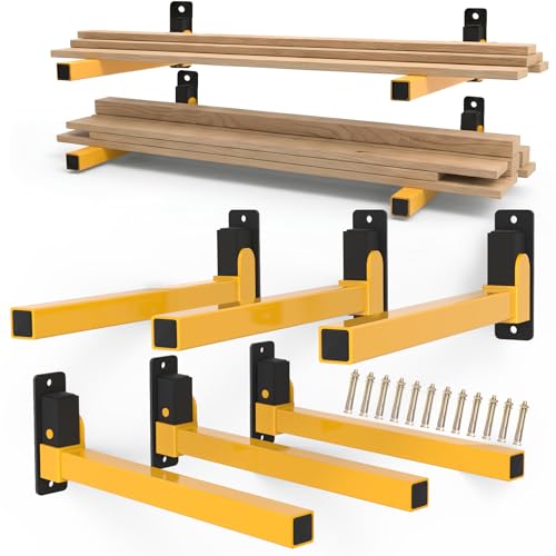 Lumber Storage Rack Heavy Duty Wall Mount Storage Shelves Sturdy Garage Shelving Freestanding Metal Firewood Rack DIY friendly Wall Storage for Indoor & Outdoor