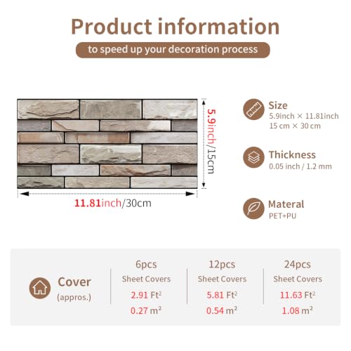 10 Sheet Brick Peel and Stick Kitchen Backsplash Tiles