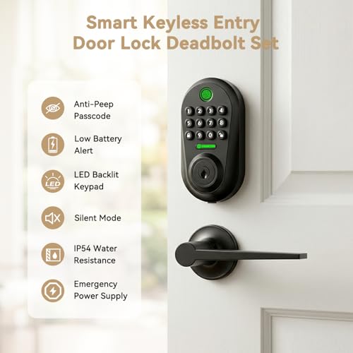 350YS 5-in-1 Keyless Entry Door Lock Smart Deadbolt with Handle