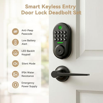 350YS 5-in-1 Keyless Entry Door Lock Smart Deadbolt with Handle