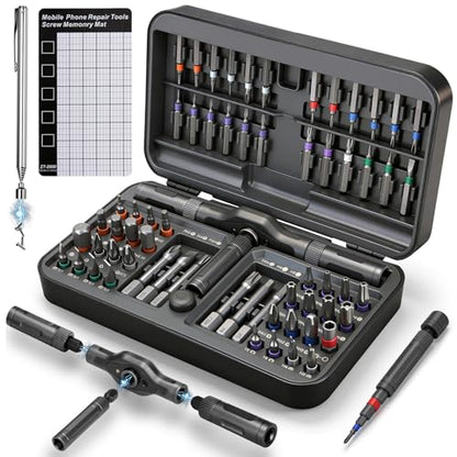 43-in-1 Magnetic Ratchet Screwdriver Set with S2 Steel Bits, T Handle Design for Home Repair, DIY Projects