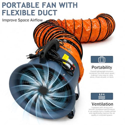 Portable Utility Blower Fan with Flexible Ducting