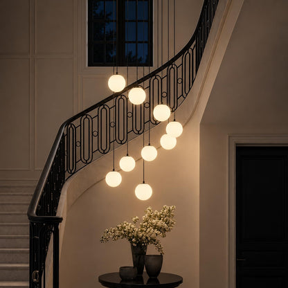 Black Globe High Ceiling Chandelier (Black / 9-Light)