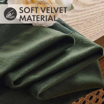 Olive Green Velvet Curtains 4 Panel Set Back Tab 40x120 Inch Long (Olive Green / 40"W x 120"L (Pack of 4))