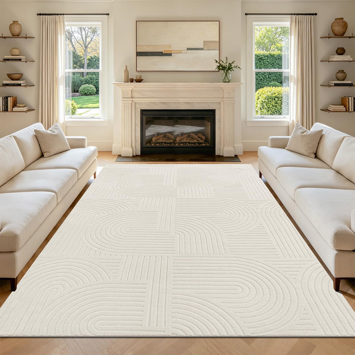 6x9 Area Rugs for Living Room (6' x 9' (Rectangular) / Cream)