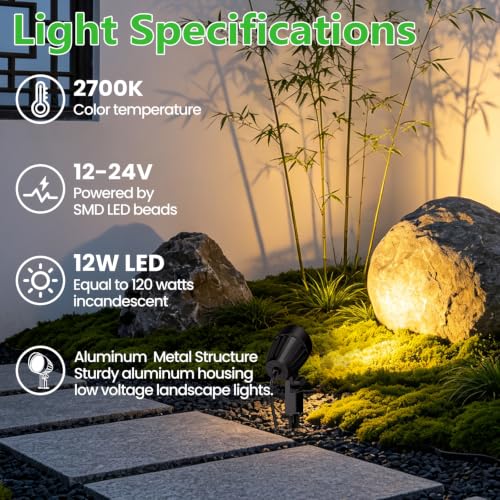 All-in-One LED Low Voltage Landscape Lighting Kit 12W Pathway Lights
