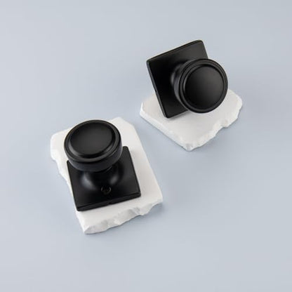 6 Pack Black Door Knobs with Non Locking for Interior Door Use (2-Passage)