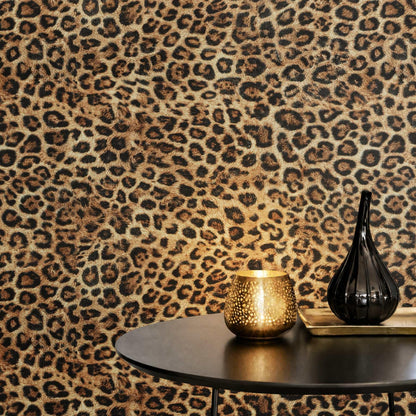 Cheetah Print Wallpaper Room Decor Brown Leopard Peel and Stick Wallpaper (Cheetah / 17.3" x 393.7")