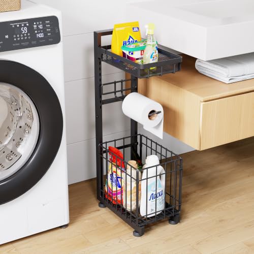 Toilet Paper Holder Stand with Storage Shelf