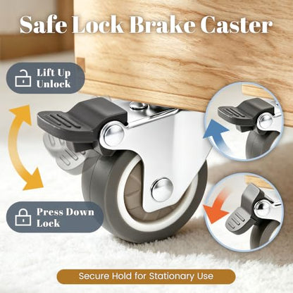 2" Silent Rubber 360 Degree Swivel Plate Casters with Brakes (2" (with brake))