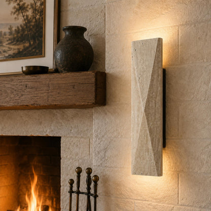 Natural Travertine Wall Sconce (Natural Beige(Diamond))