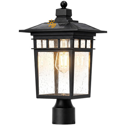 Solar Post Lights Outdoor (Black / 17-Inch-1 Pack-Solar Powered)