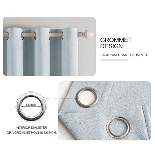 100% Blackout Linen Curtains for Bedroom 52x108 Inches Chambray Blue (Chambray Blue / 52"W x 108"L (Pack of 2))