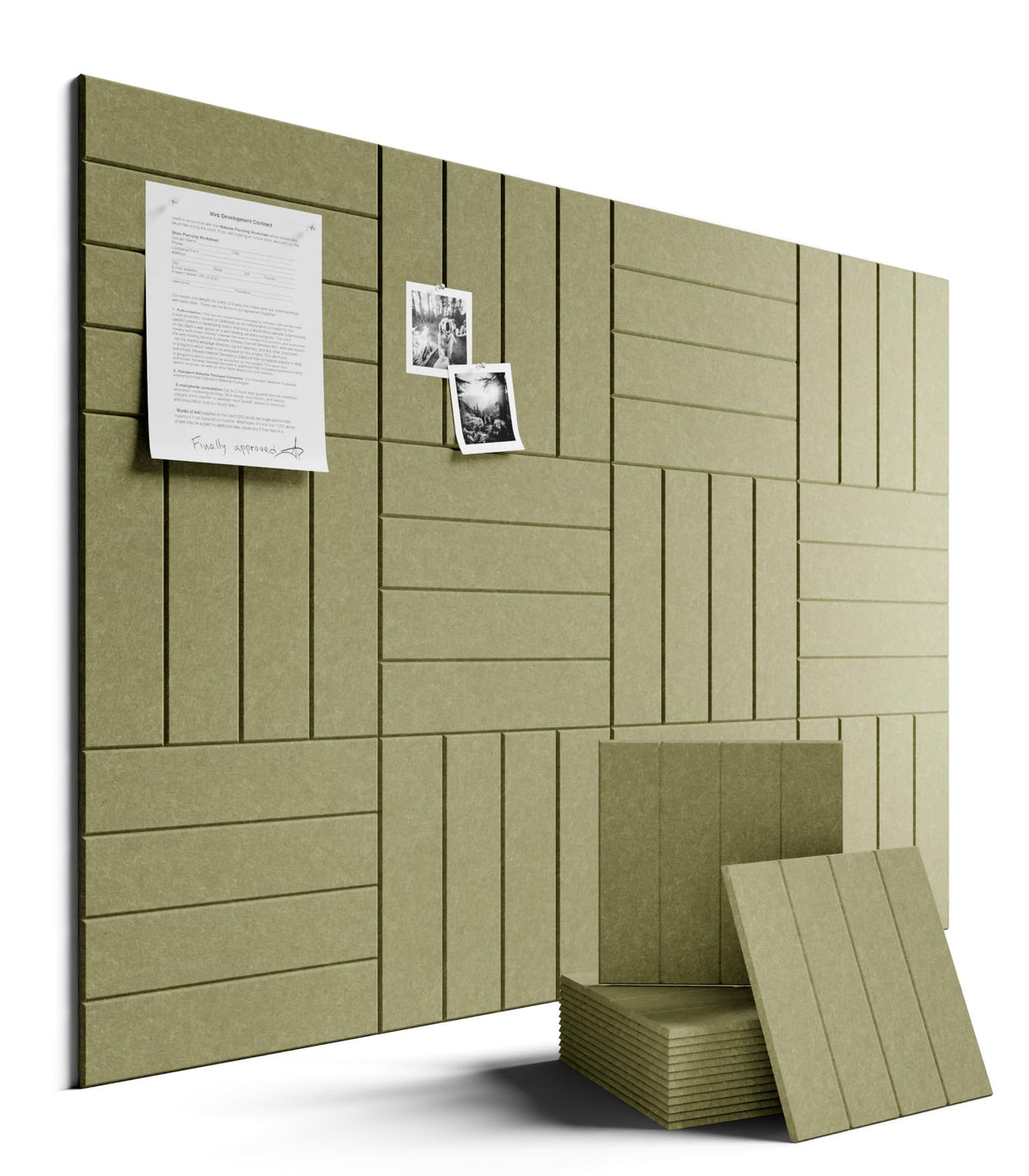 Felt Bulletin Board & Cork Board Alternative 48'' x 36'' (Seaweed-1 / Bold-stripe 12-pack)