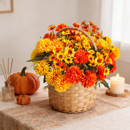 8Pcs Fake Flowers Artificial Mums for Outdoors (Mixed Mums / 8Pcs)