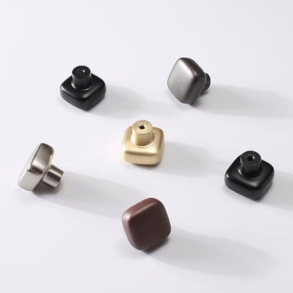 6 Pack Gold Cabinet Knobs 1.18" Brushed Gold Drawer Knobs Zinc Alloy Single Hole Square Pulls for Dresser 30mm Round Cupboard Handles for Kitchen Wardrobe Bathroom Hardware