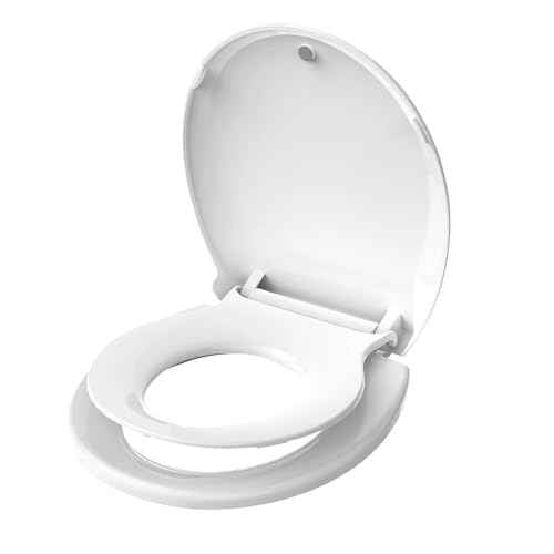 Toddler Toilet Seat with Potty Training Seat Round 16.5inch (White / Round 16.5inch with Baby Seat)