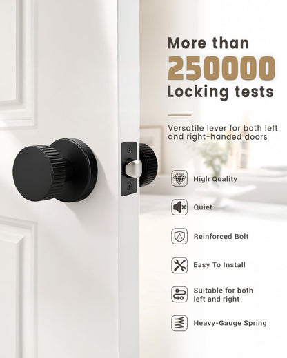 1 Pack Black Door Knobs Interior (Black)