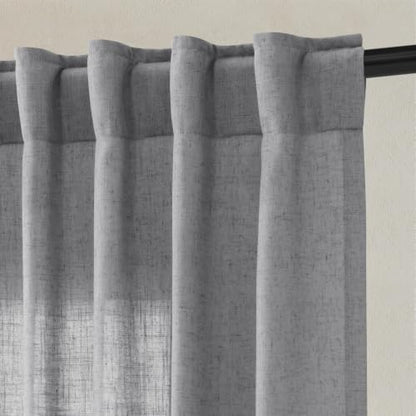 Grey Linen Curtains 84 Inches Long Drape for Living Room 2 Panels (Grey / 52"W x 84"L (Pack of 2))