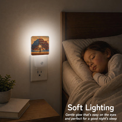 Night Light American Life Tree Night Lights Plug into Wall for Bedroom Bathroom Hallway Kitchen (American Life Tree)