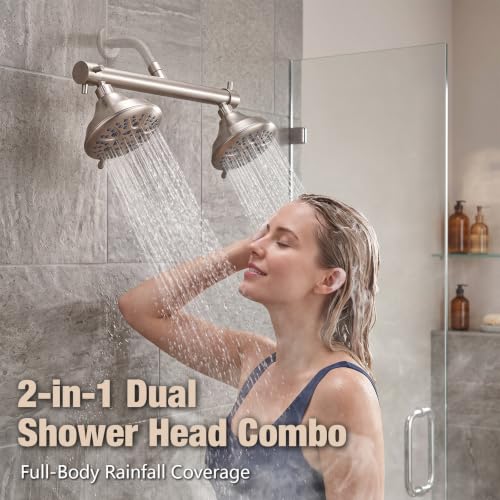 16" Wide Dual Shower Head for Two People