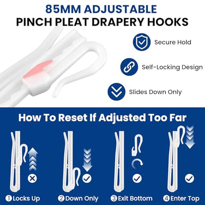 120 Pcs 85mm Adjustable Plastic Curtain Hooks