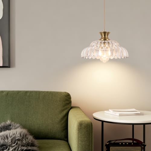 Pendant Light 11.8In Plug in Glass Vintage Chandeliers E26 Base Corded On