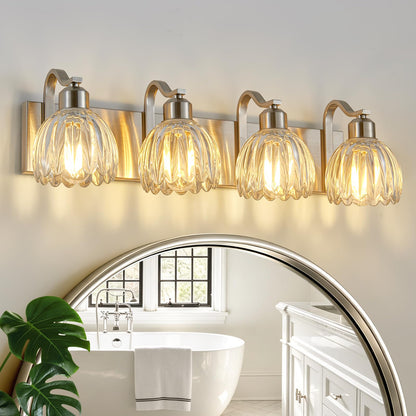 Brushed Nickel Vanity Lights for Bathroom with Clear Tulip Glass Shade (Brushed Nickel - Tulip Clear / 4-light)