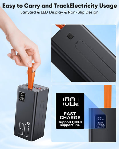 80000mAh Portable Charger Power Bank High Capacity (Black)