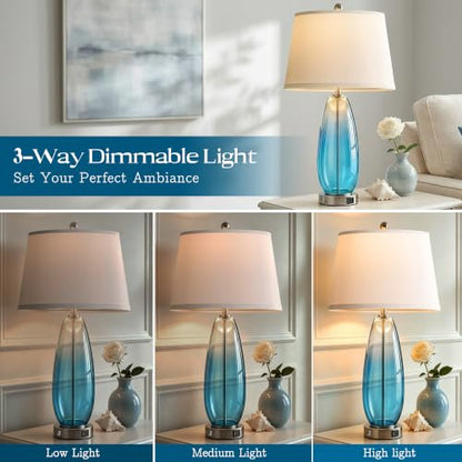 27" Glass Table Lamps for Living Room