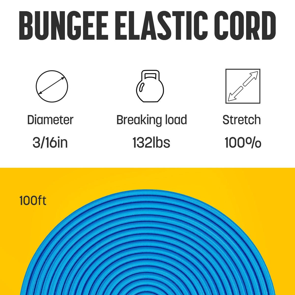 Bungee Cord 3 (Blue / 3/16" x 100FT)