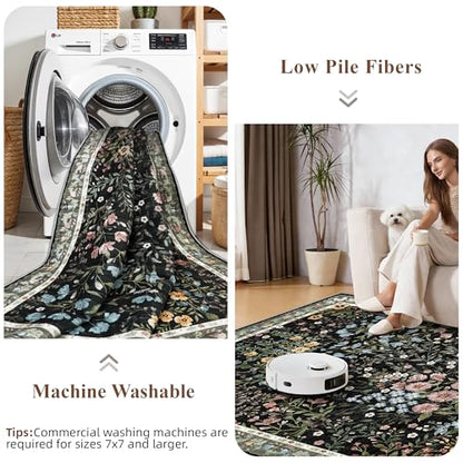 Washable Entryway Area Rug 2x3 (Black / 2x3)